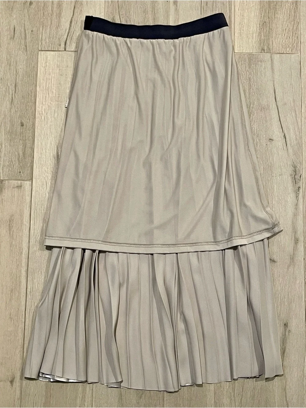 Silver Metallic Pleated Midi Skirt | Quiet Luxury Minimalist Chic